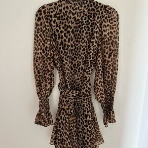 Zara Animal Print Long Sleeve Dress